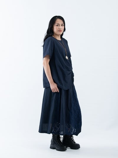 SEDA  大尺碼腰頭整圈鬆緊帶.裙子拼接蕾絲裙~腰頭30英吋拉開52英吋~111600213