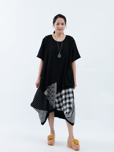 SEDA 中.大尺碼.超大尺碼下擺拼接洋裝~胸圍44~60英吋~11150011