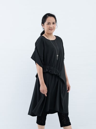 SEDA  大尺碼圓領腰部加褶洋裝~111501410