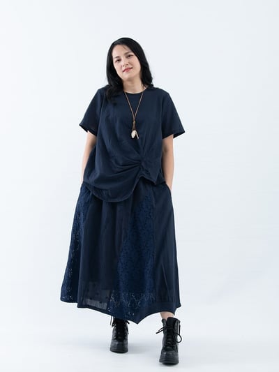 SEDA  大尺碼腰頭整圈鬆緊帶.裙子拼接蕾絲裙~腰頭30英吋拉開52英吋~111600215