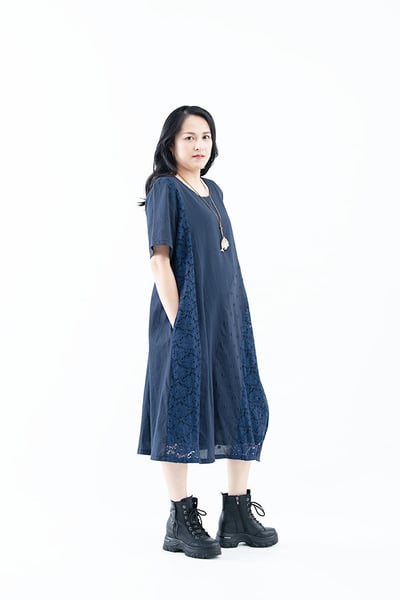 SEDA 超大尺碼圓領短袖拼接洋裝~胸圍48.52~111501010