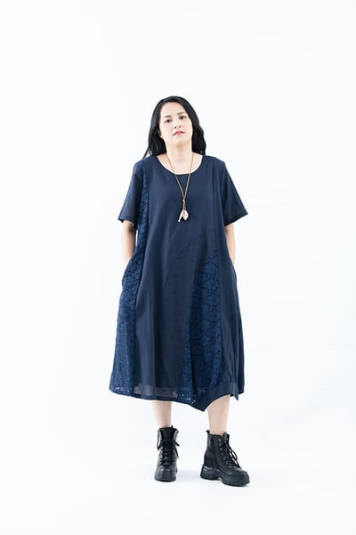 SEDA 超大尺碼圓領短袖拼接洋裝~胸圍48.52~11150105