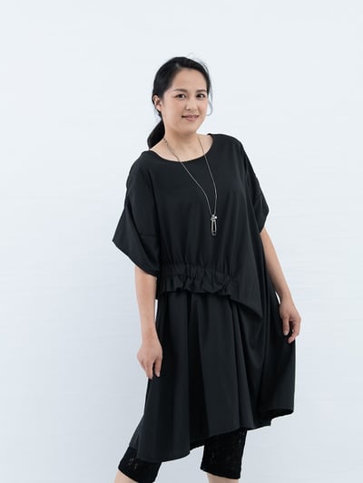 SEDA  大尺碼圓領腰部加褶洋裝~111501411