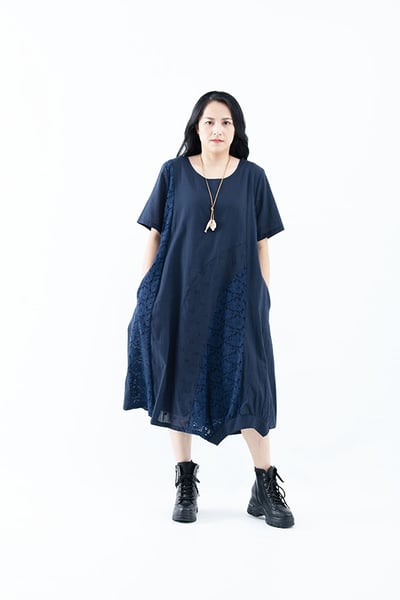 SEDA 超大尺碼圓領短袖拼接洋裝~胸圍48.52~11150103