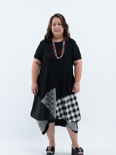 SEDA 中.大尺碼.超大尺碼下擺拼接洋裝~胸圍44~60英吋~11150015