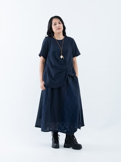 SEDA  大尺碼腰頭整圈鬆緊帶.裙子拼接蕾絲裙~腰頭30英吋拉開52英吋~111600212