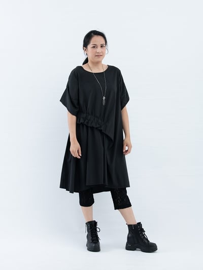 SEDA  大尺碼圓領腰部加褶洋裝~11150143