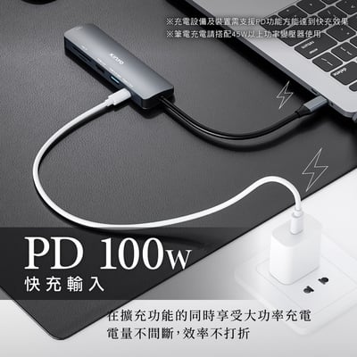 ｜KINYO｜六合一多功能擴充座｜ USB集線器/手機投影(USB 3.2、Type-C、HDTV、SD、TF)｜4