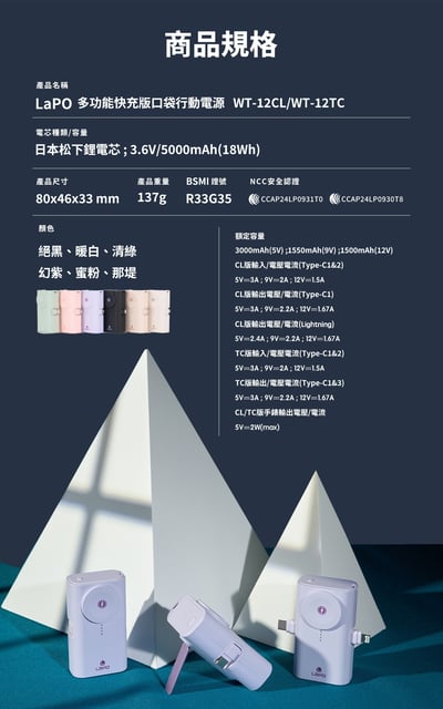 ｜LaPO｜WT-12｜20W全功能快充版口袋行動電源｜11
