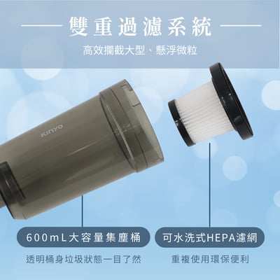 ｜KINYO｜輕巧兩用手持吸塵器｜4