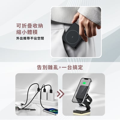 ｜MCK科技｜折疊式三合一旅行磁吸無線充電座｜5