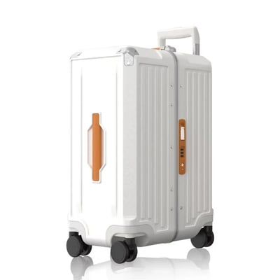 ｜Acer 宏碁｜Melbourne 墨爾本系列｜四輪對開｜胖胖行李箱｜24吋｜奶油白｜質感黑2