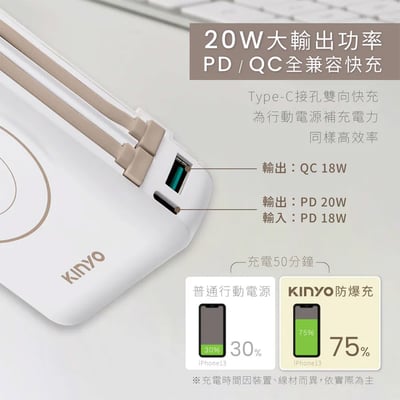 ｜KINYO｜10000mAh 9in1自帶AC萬用防爆行動電源｜11