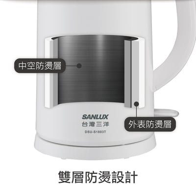 ｜SANLUX ｜1.8L雙層防燙不鏽鋼電茶壺/快煮壺 ｜4