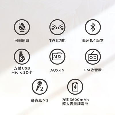 【aiwa 愛華】K歌音箱 AI-KBQ20-橘色/白色2