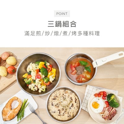 ｜Zodiac 諾帝亞｜可拆把手立體金蜂巢不鏽鋼鍋6件組｜26cm炒鍋、20cm平底、18cm湯鍋｜不挑爐具｜6