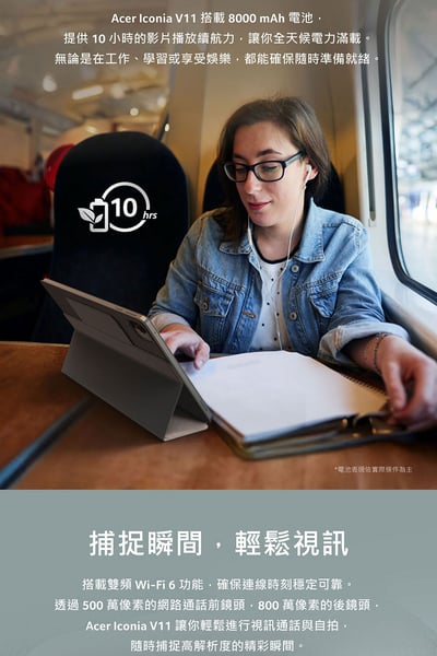 ｜Acer 宏碁｜Iconia Tab 11吋 8G/256G WiFi 墨霧綠｜平板電腦｜V11-21M-86YZ｜10