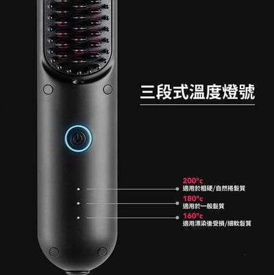 【TYMO】PORTA陶瓷發熱直髮梳｜無線輕巧｜300萬負離子15