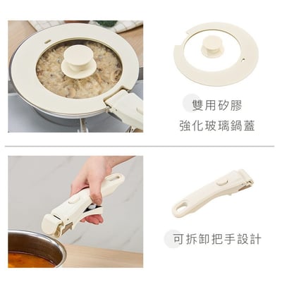 ｜Zodiac 諾帝亞｜可拆把手立體金蜂巢不鏽鋼鍋6件組｜26cm炒鍋、20cm平底、18cm湯鍋｜不挑爐具｜4