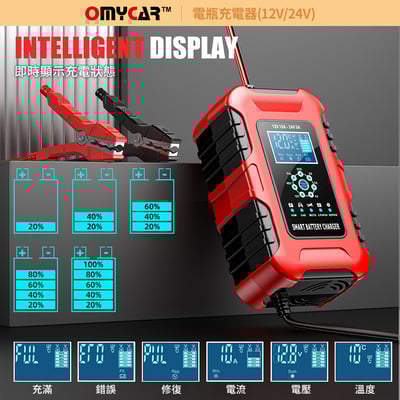 ｜品好物｜電瓶充電器(12V/24V)｜汽車/機車/貨車/電瓶修復｜8