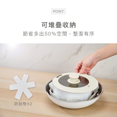 ｜Zodiac 諾帝亞｜可拆把手立體金蜂巢不鏽鋼鍋6件組｜26cm炒鍋、20cm平底、18cm湯鍋｜不挑爐具｜3