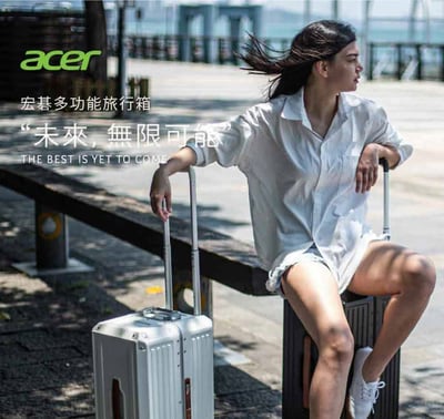 ｜Acer 宏碁｜Melbourne 墨爾本系列｜四輪對開｜胖胖行李箱｜24吋｜奶油白｜質感黑4