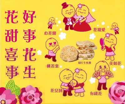 ｜喜之坊｜花甜喜事｜圓片牛軋糖禮盒｜五袋組｜每袋15入｜5
