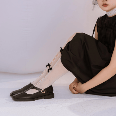 漆皮拼接方頭平底瑪莉珍鞋3