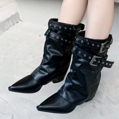 西部風雙環中筒褲管跟靴4