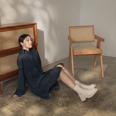 經典俐落綁帶短筒軍靴3