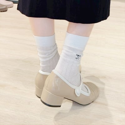 雙色漆皮瑪莉珍粗跟鞋5