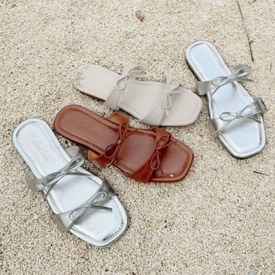 MIT大尺碼兩槓雙結平底拖鞋1