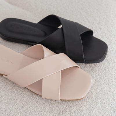 MIT簡約交叉平底拖鞋2