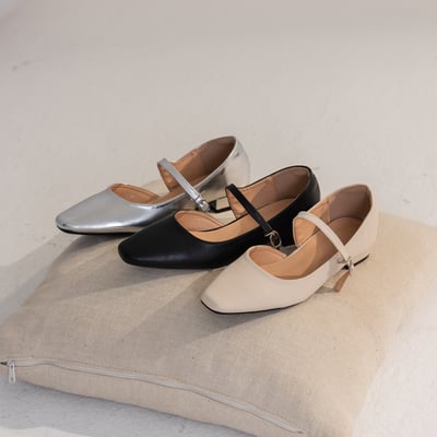 法式軟皮扣帶低跟瑪莉珍鞋5
