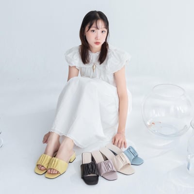 MIT雲朵抓皺一片式跟鞋2