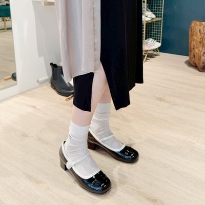 雙色漆皮瑪莉珍粗跟鞋3