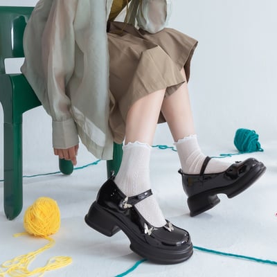 蝴蝶漆皮瑪莉珍厚底鞋4