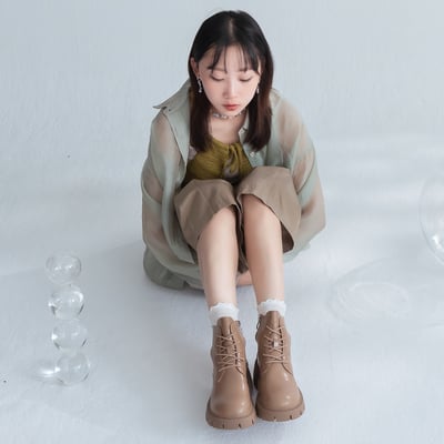 厚底寬版側拉鏈短靴4