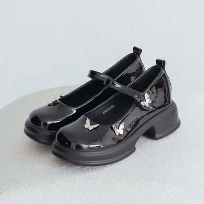 蝴蝶漆皮瑪莉珍厚底鞋1