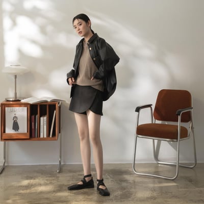 緞帶方頭平底芭蕾舞鞋3