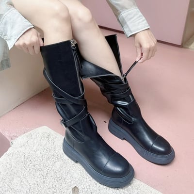 前拉式率性可翻折長筒靴3