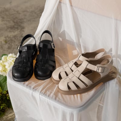 厚底寬版編織漁夫涼鞋5