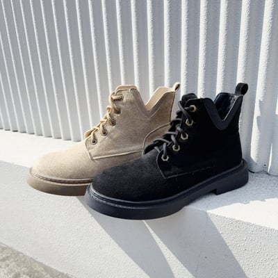 英倫風小V設計鹿皮短靴1