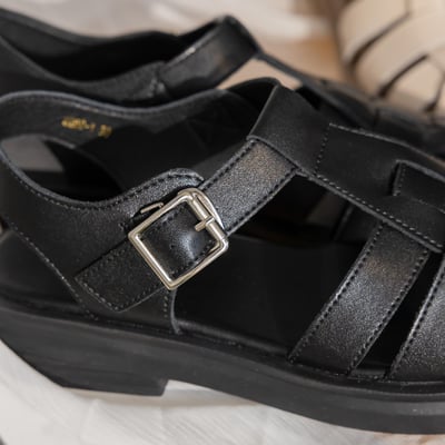 厚底寬版編織漁夫涼鞋4