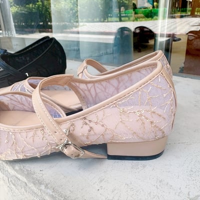 法式閃耀蕾絲低跟瑪莉珍鞋2