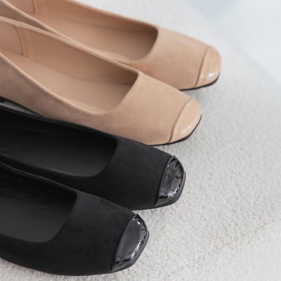 絨布拼接平底娃娃鞋1