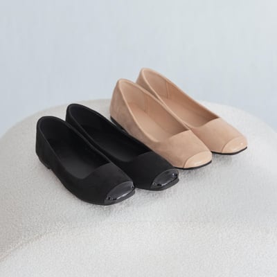 絨布拼接平底娃娃鞋2