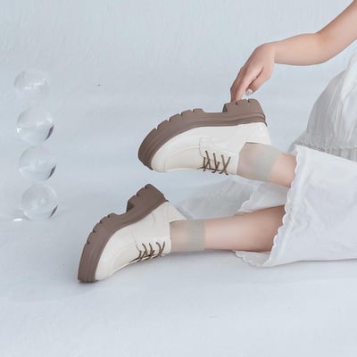 撞色綁帶後踩輕量鬆糕鞋1