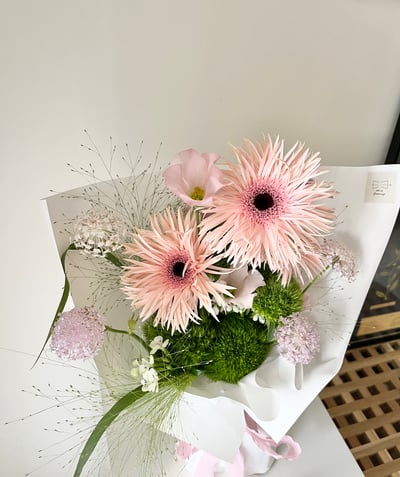 羽毛太陽粉色自然客製花束 Customized Bouquet4
