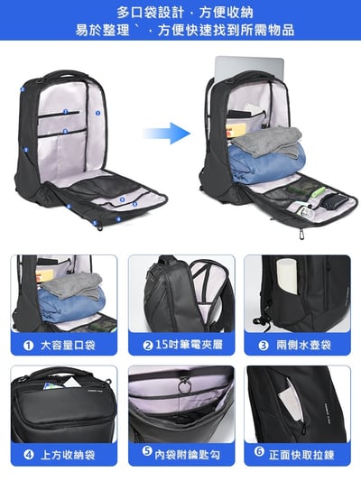◇包包工廠◆ Peh Suann 17吋 電腦包 筆電背包 防潑水 電腦後背包 旅行背包 #69334